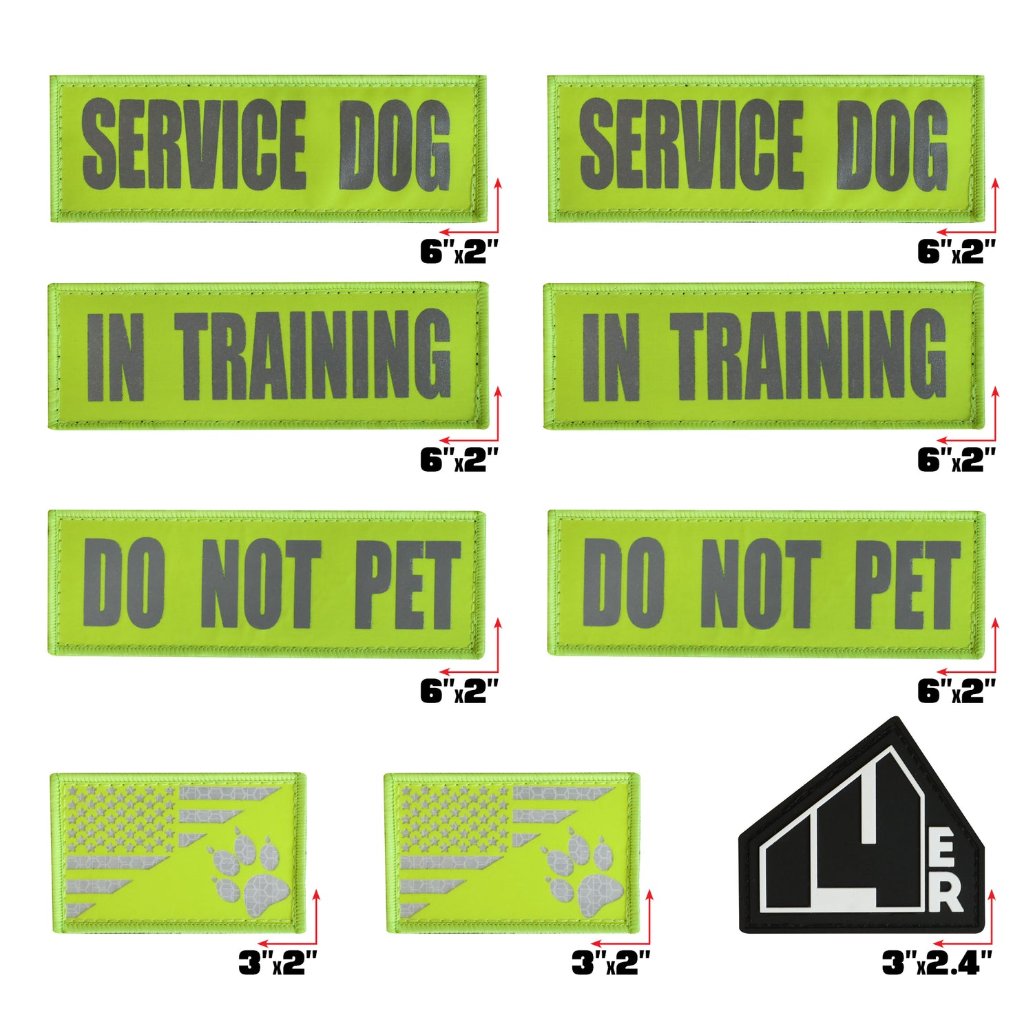 14er Reflective Service Dog Patches (9-Pack)