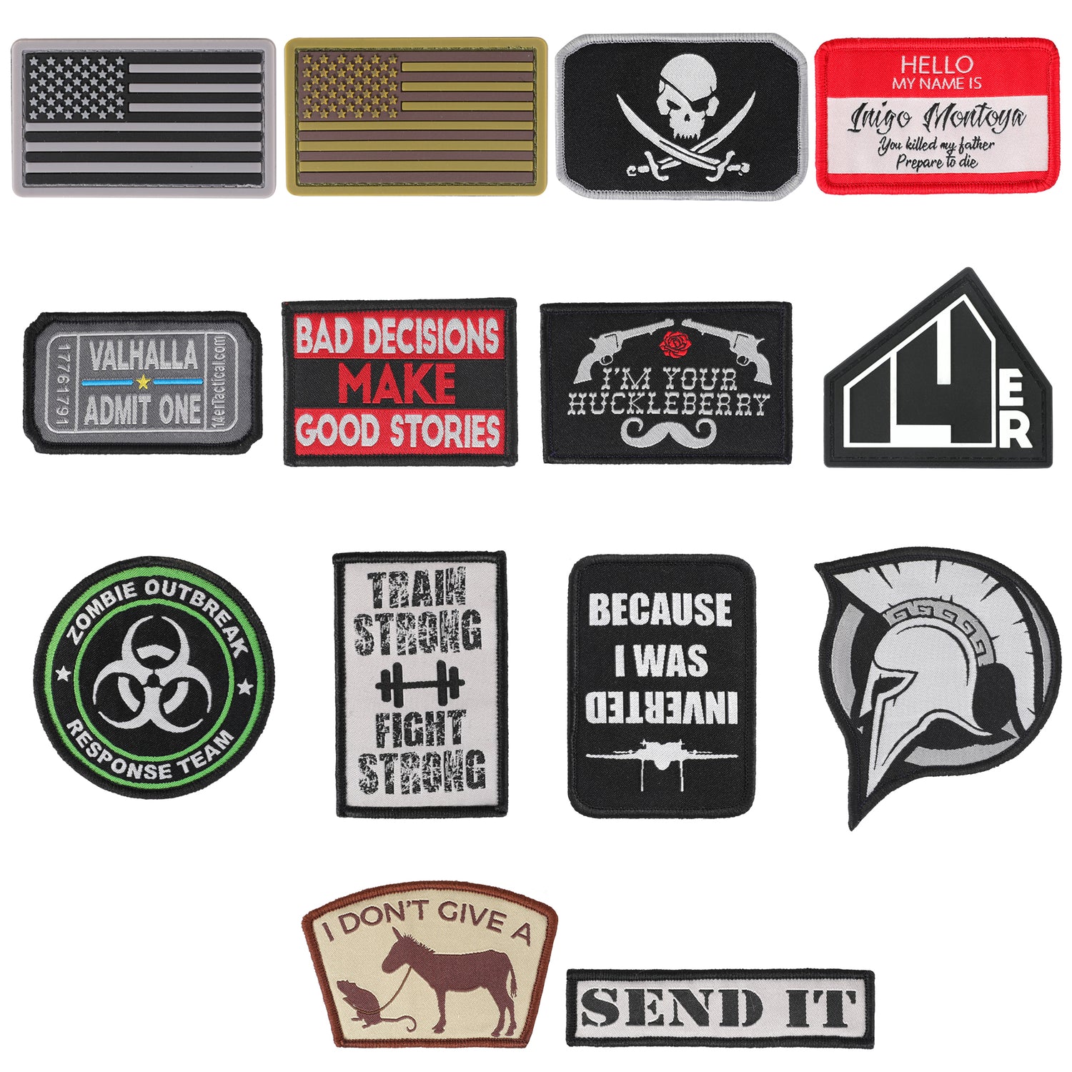 14er Tactical Morale Patches (21-Pack), Hook & Loop Backed, 3” x 2”  Embroidered, Perfect Patch Bundle for Hat, Backpack, Jacket, Military,  Police, Airsoft Gear