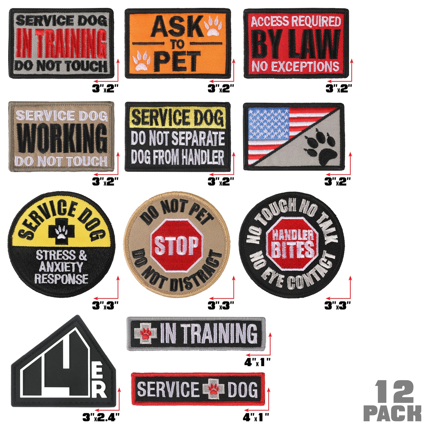 14er Tactical Service Dog Patches | Ask to Pet Patch, Do Not Pet Patch,  Service Dog in Training Patches | Service Dog Vest Patches, Dog Patches for