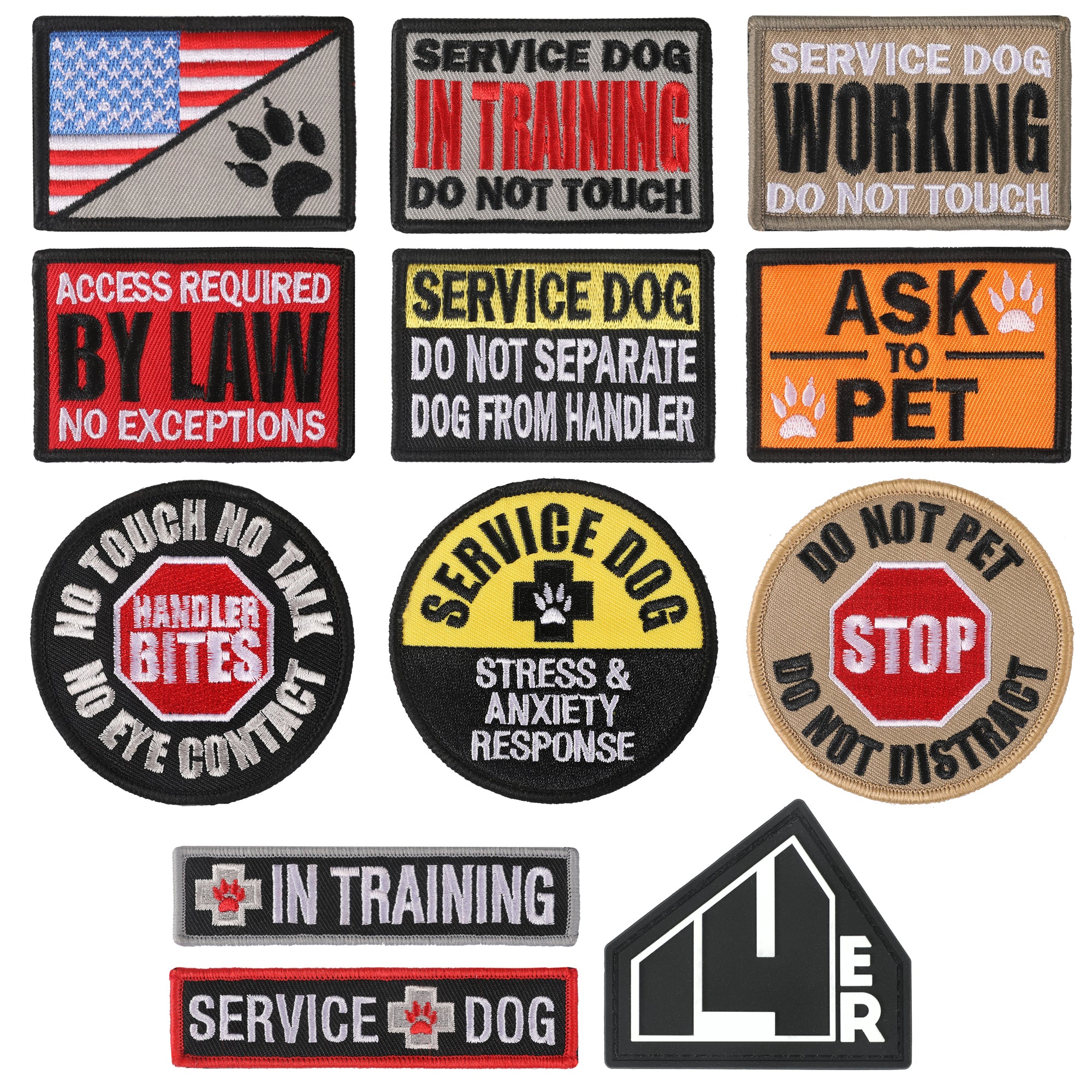 14er Tactical Service Dog Patches, 12-Pack